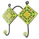 Pea Green Ceramic Floral Tile Wall Hook